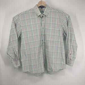 Alan Flusser Dress Shirt Light Windowpane Check Button Front Long Sleeve XL